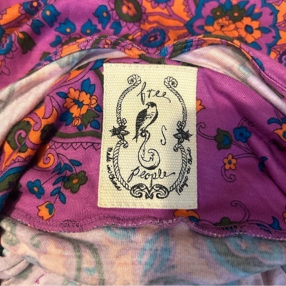 NWOT Free People Mixed Print V Neck Sleeveless Waist Tie Mini Dress - Picture 7 of 11